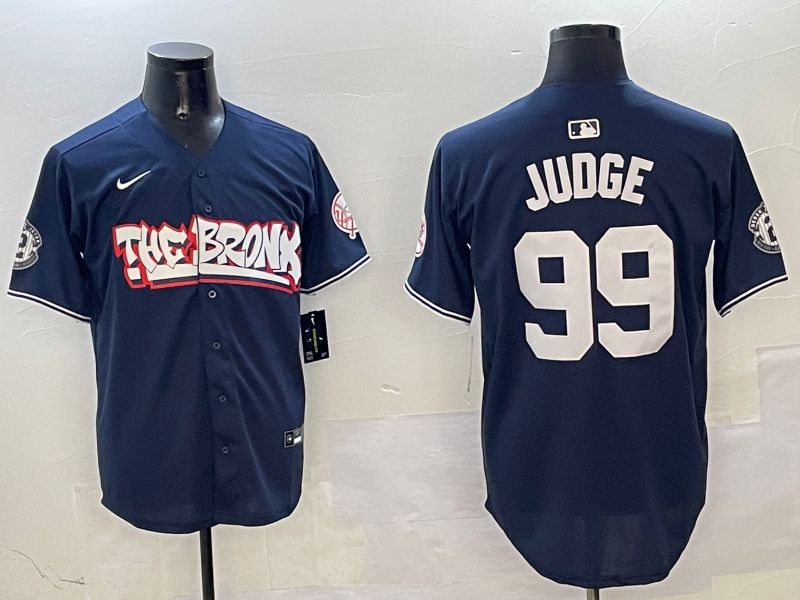 Men New York Yankees #99 Judge Drak Blue four generations Joint Name 2025 Nike MLB Jersey style 1->new york yankees->MLB Jersey